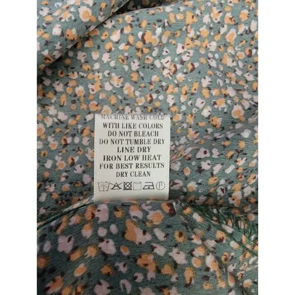 Arula Babydoll Top Sz C 3X Square Neck Green Floral Short Sleeve Ruffle Bohemian - Picture 10 of 10